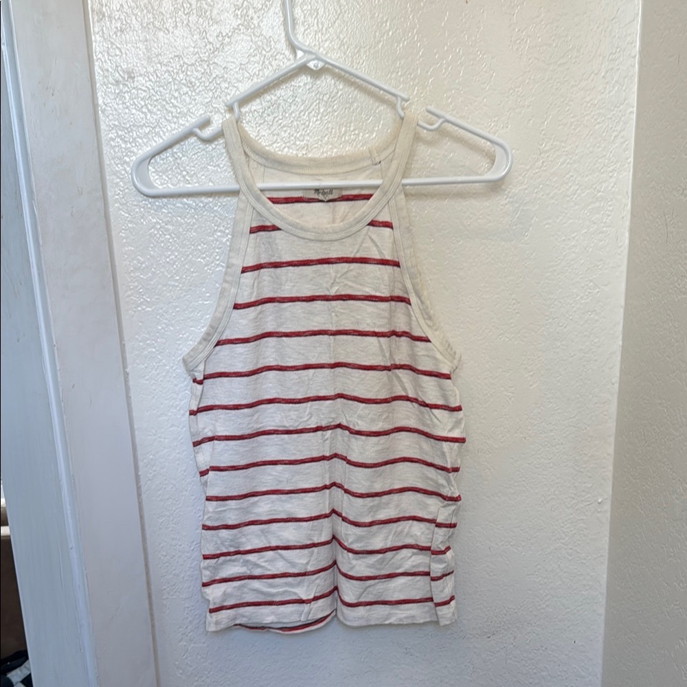 Striped Sleeveless Top - Red and White